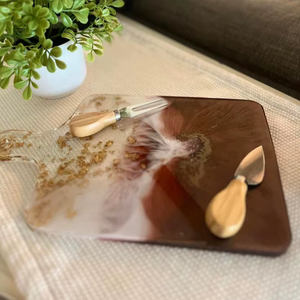 SOMETHING Resin Handmade Chopping Board Cutting Board With Aqua Swirl and Marble Effect Pattern <b>Used</b> in Home and Hotel - Product Image 1