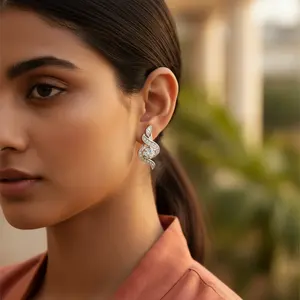 925 Silver Cubic Zirconia <b>Leverback</b> <b>Earrings</b> Women's Crystal Gift Product - Product Image 1