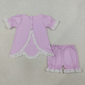 Ensemble de bloomers pour filles en dentelle unie violette avec volants GSSO3681 - Product Image 3
