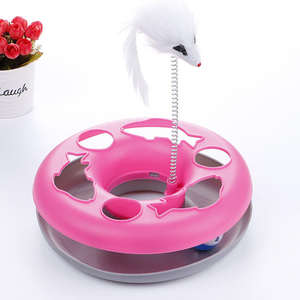 Jouet interactif pour chat, écologique, dessin animé, best-seller, avec disque tournant, boule, souris en peluche, circuit de piste en plastique, pour l'entraînement des animaux de compagnie - Product Image 3