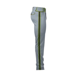 Pantalon de baseball gris respirant en polyester pour homme, coupe régulière, couleur unie, taille plus, protection UV, toutes saisons, avec bordure néon et fermeture éclair. - Product Image 5