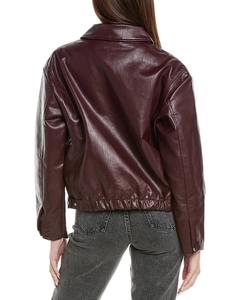 Chaqueta corta de cuero de invierno informal a prueba de viento ecológica de alta calidad para mujer Fabricante OEM personalizado Venta caliente Premium - Product Image 2