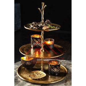 ขาตั้งเค้กอลูมิเนียมสีทองแบบโบราณ,สำหรับตกแต่งงานเลี้ยงฉลองครบรอบแต่งงานงานปาร์ตี้โรงแรมตกแต่งงานเลี้ยงวันเกิด - Product Image 2