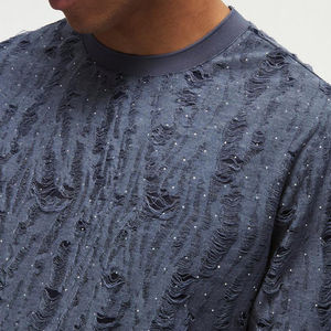 Vente en gros T-shirt épais T-shirt vierge de détresse surdimensionné pour hommes T-shirt de taille décontractée T-shirts personnalisés de taille surdimensionnée pour hommes - Product Image 4