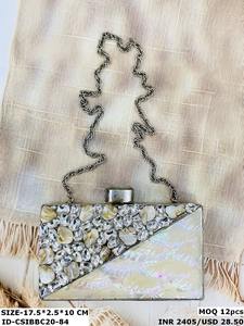 Luxueux Laiton Éléphant Conception Soirée Pochette Cristal Pierres Perle Accents Artisan Fabriqué PU Doublure Sac De Soirée Soirée Soirée - Product Image 2