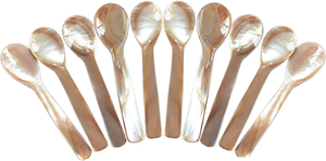 Cuillère à caviar en bambou écologique de qualité supérieure, 8 cm, coquille blanche, nacre artisanale pour les dîners de luxe - Product Image 2