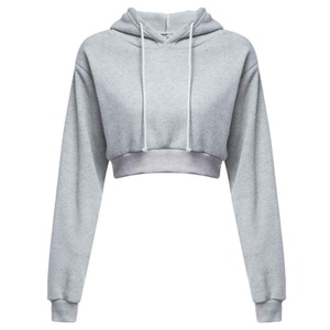 Qualité supérieure 100% coton femmes vêtements Logo personnalisé Street Wear fermer bas haut court à capuche pull Anti-rétrécissement récolte sweats à capuche - Product Image 3