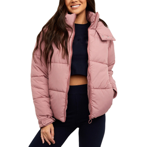 Veste matelassée à fermeture éclair pour femme, style nouveau, logo personnalisé, respirante, col montant, hiver, grande taille, poids lourd, vente en gros - Product Image 1