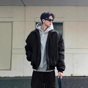 2026 Winter <b>Men</b> Bomber <b>Jacket</b> High Street Turn Down Collar Male Coat Thicken Long Sleeve Zipper Loose Sport Man Outerwear - Product Image 1