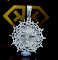 Pendentif Croix Médaillon en Moissanite pour Enfants et Hommes, en Argent Sterling 925, Bijoux Hip Hop Personnalisés pour Rappeurs, Qualité VVS, Teste le Test du Diamant
