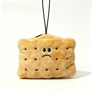 Pochette en peluche personnalisée en forme de biscuit, sac en peluche mignon en forme de nourriture, porte-monnaie en peluche, portefeuille en peluche en forme de biscuit qui cligne, rembourré en coton PP - Product Image 1