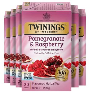 Twinings Pomegranate & Raspberry Herbal <b>Tea</b> Individually Wrapped Bags, 20 Count (Pack of 6) 120 Teabags - Product Image 1