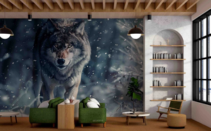 3D Winter Forest Wolf carta da parati auto adesiva rimovibile murale - Product Image 3