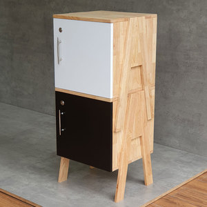 Ensemble de 2 casiers de rangement personnels empilables et verrouillables 40x40x72cm en bois de caoutchouc TCN68042 - Product Image 2