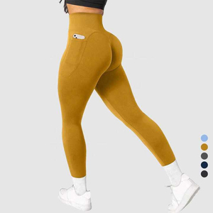 2025 Women's Mid Solid Sports Leggings Workout Compression Butt Lift Pants <b>Tummy</b> <b>Control</b> Seamless Yoga Design Side Drawstring - Product Image 4