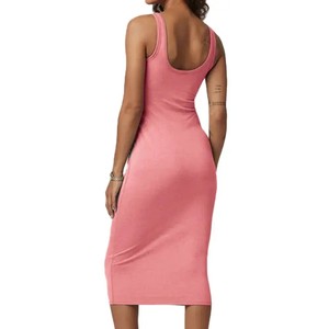 Robe mi-longue pour femme en tissu doux léger à encolure dégagée avec soutien-gorge intégré pour un ajustement confortable - Product Image 3