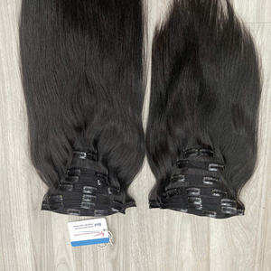 Meilleure vente 2025 Cheveux vietnamiens bruts à cuticules entièrement alignées, sans nœuds, sans perte, couleur naturelle, extensions de cheveux à clips, vente en gros - Product Image 3