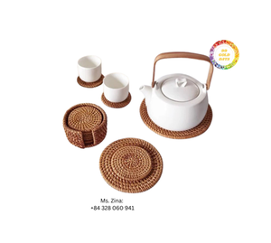 Posavasos de ratán hecho a mano ecológico posavasos tejido Natural posavasos resistente al calor para cocina mesa de comedor - Product Image 4