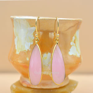 Pendientes con forma de pera de halcedonia para niñas y mujeres, aretes con corte facetado, 925 - Product Image 1