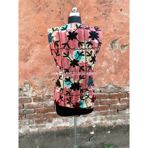 Manteau de Style Vintage en coton indien, broderie à la main, imprimé Floral multicolore, veste d'été à boutons - Product Image 6