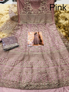 Robe longue Anarkali en tissu filet de style indien traditionnel, best-seller, avec dupatta de créateur pour femme, magnifique tenue de soirée entièrement cousue - Product Image 3