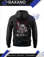 Sweat à capuche surdimensionné Streetwear Anime Hoodie Homme Armored Titan Noir Unisexe Anime Hoodie Polaire de haute qualité Logo personnalisé