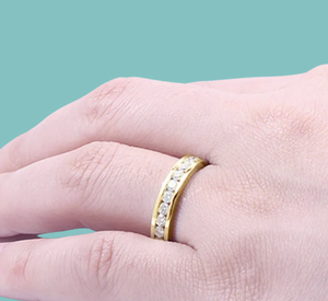 925 Sterling Silver Brilliant Cut 2.5mm Small Size Moissanite Full Eternity Trendy Wedding Band <b>Man</b> Made Prong Setting <b>Ring</b> Gift - Product Image 6