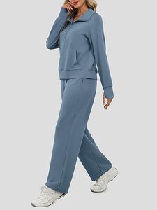 Conjunto Deportivo Informal Estampado para Mujer, 100% Algodón, de Dos Piezas, Secado Rápido, Transpirable, para Invierno - Product Image 3
