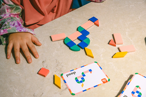 Safe Arabic Letters Educational Toys for Travel With 21 Magnetic Wooden Shapes 28 <b>Puzzle</b> Cards TAKVA Little Musafir <b>Tangram</b> Set - Product Image 5