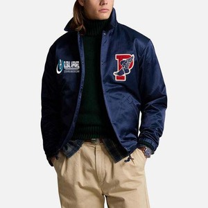 Custom Men's <b>Winter</b> Satin Quilted Waterproof Reversible Varsity Bomber <b>Jacket</b> - Product Image 1