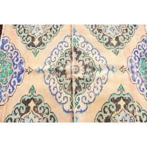 Tapis turc 3,7 x 4,6 pieds, tapis persan vintage en laine bleue - Product Image 4