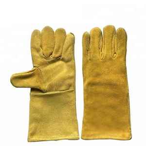 Guantes de trabajo de soldador resistentes al calor extremo con logotipo personalizado al por mayor guantes de seguridad de trabajo de soldadura de cuero transpirables de alta calidad - Product Image 4