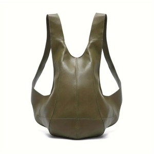 Mochila Tote de Cuero Genuino de Moda Vintage Minimalista, Unisex, Suave, Versátil, Ecológica, con Cierre, Gran Capacidad para Verano/Invierno - Product Image 1