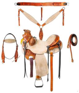 Juego de sillas de montar de cuero genuino de primera calidad, combinación perfecta para carreras de inglés de resistencia occidental para montar a caballo - Product Image 4