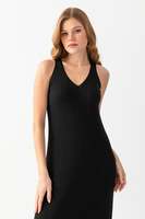 Robe longue décontractée pour femme, col en V, style robe de bal, tricotée, élégante, sans manches, respirante, côtelée, haute qualité, services OEM personnalisables