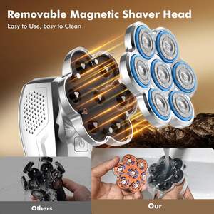 Kit de toilettage 5-en-1, rasoir électrique rechargeable USB, tondeuse à cheveux pour crâne chauve, affichage LED, rasoir rotatif humide/sec, étanche IPX7, cinq lames - Product Image 6