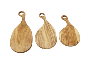 ชุดเขียงดีไซน์ใหม่ 3 ชิ้น พร้อมขาตั้ง ไม้กระถินณรงค์ สีธรรมชาติ - Product Image 2
