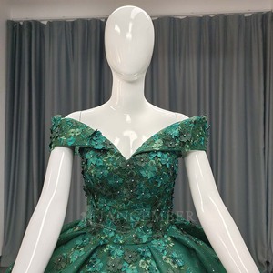 ANY187 Glitter Sweetheart <b>Emerald</b> Green Crystal Beading Lace Appliqued Print Evening Party Ball Gown <b>Dress</b> - Product Image 5