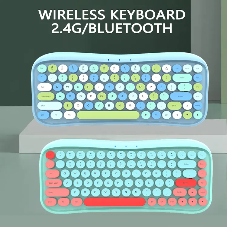 2022 Vintage Mini Wireless Keyboard 84 Keys Ergonomic Wireless USB Receiver Keyboard For Remote Laptop Working Office Custom