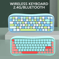 Clavier sans fil vintage pour ordinateur, coloré, compact, silencieux, avec interrupteurs linéaires, touches rondes, silencieux et portable, personnalisable