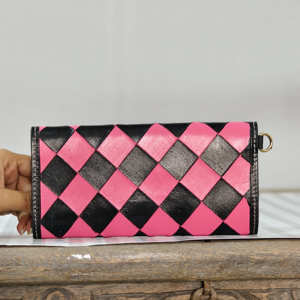 Hand Tooled Genuine Leather Wristlet <b>Wallet</b> For Women Checkered Pattern Large Capacity Clutch Credit <b>Card</b> <b>Holder</b> <b>Wallets</b> - Product Image 4