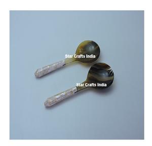 Ventes chaudes et de haute qualité, 2 pièces de cuillères à salade en corne, vaisselle, service à salade unique et luxueux en corne de buffle, fabriqué en Inde - Product Image 2