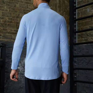 Pull de sport à demi-fermeture éclair et col montant pour hommes de grande taille évacuation de l'humidité à séchage rapide broderie de lettres personnalisée hauts d'été actifs - Product Image 3