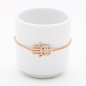 Hamsa Charm CZ Stone <b>Adjustable</b> Tennis 925 Sterling Silver <b>Bracelet</b> Wholesale Handmade Turkish Jewelry - Product Image 2