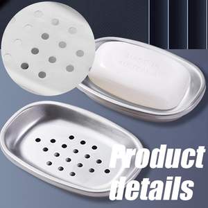 Porte-savon moderne en métal avec design gain de place pour petites salles de bain - Accessoire de salle de bain en acier inoxydable pour le rangement du savon de douche - Product Image 3