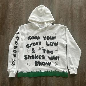 Sudadera con Capucha Corta para Hombre, Diseño Nuevo, Corte en el Dobladillo, Estampado Gráfico con Letras - Product Image 3