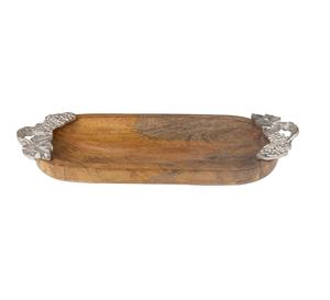 Bandeja de servicio de decoración de madera respetuosa con el medio ambiente al por mayor con asas para uso en fiestas de hotel en casa restaurante. - Product Image 1