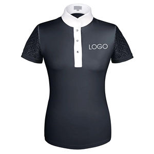 Customizable <b>Women's</b> Short Sleeve Equestrian Show Shirt Indian Manufacturer's <b>Top</b> for Horse Racing and Riding Competition - Product Image 1