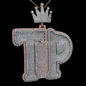 จี้เพชรโมอิสซาไนต์ VVS เงินแท้ 925 ชุบทอง 10K แบบ Cuban Link สไตล์คริสเตียนฮิปฮอป คุณภาพดีที่สุด สำหรับทุกเพศ พร้อมตัวล็อคแบบตัวอักษรสั่งทำได้ - Product Image 5