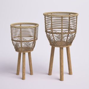 Elegante estante de exhibición de macetas de ratán y hierro para uso doméstico en interiores y exteriores, soporte de planta para plantar - Product Image 5